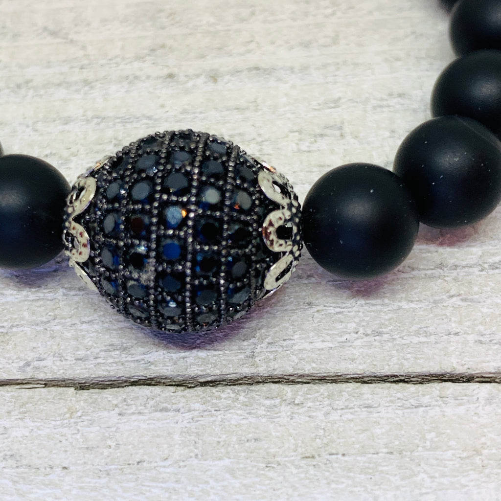 Onyx Pave Black CZ Ball Bracelet