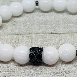 White Mountain Jade Bracelet with Black Pave Finding