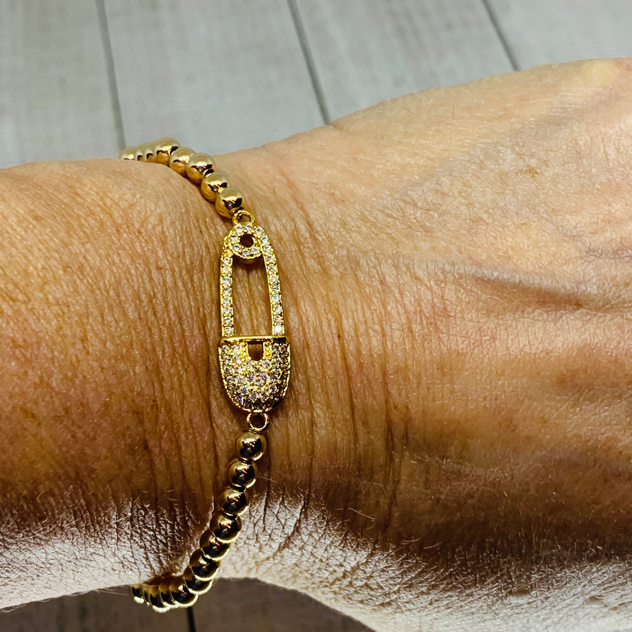 Gold Safety Pin Bracelet