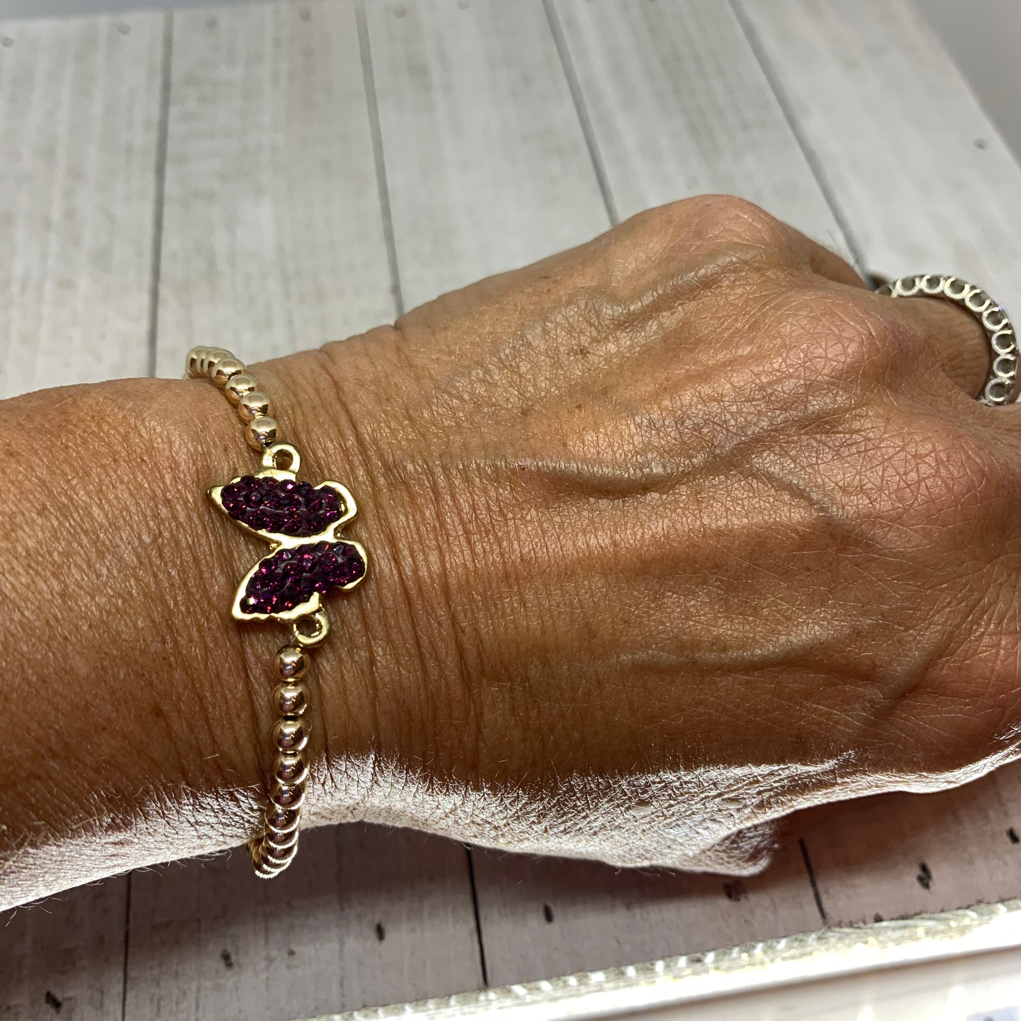Purple & Gold Butterfly Bracelet
