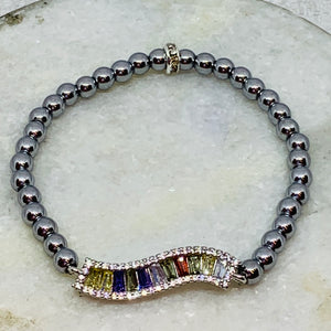 The Victoria Bracelet- Hematite with Multi Colored Stones