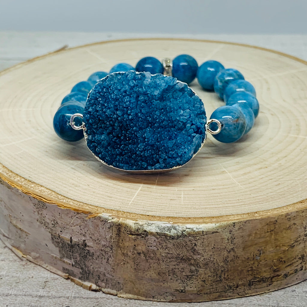 The Jaime Beth Bracelet- Beautiful Blue Druzy and Ocean Blue Apatite