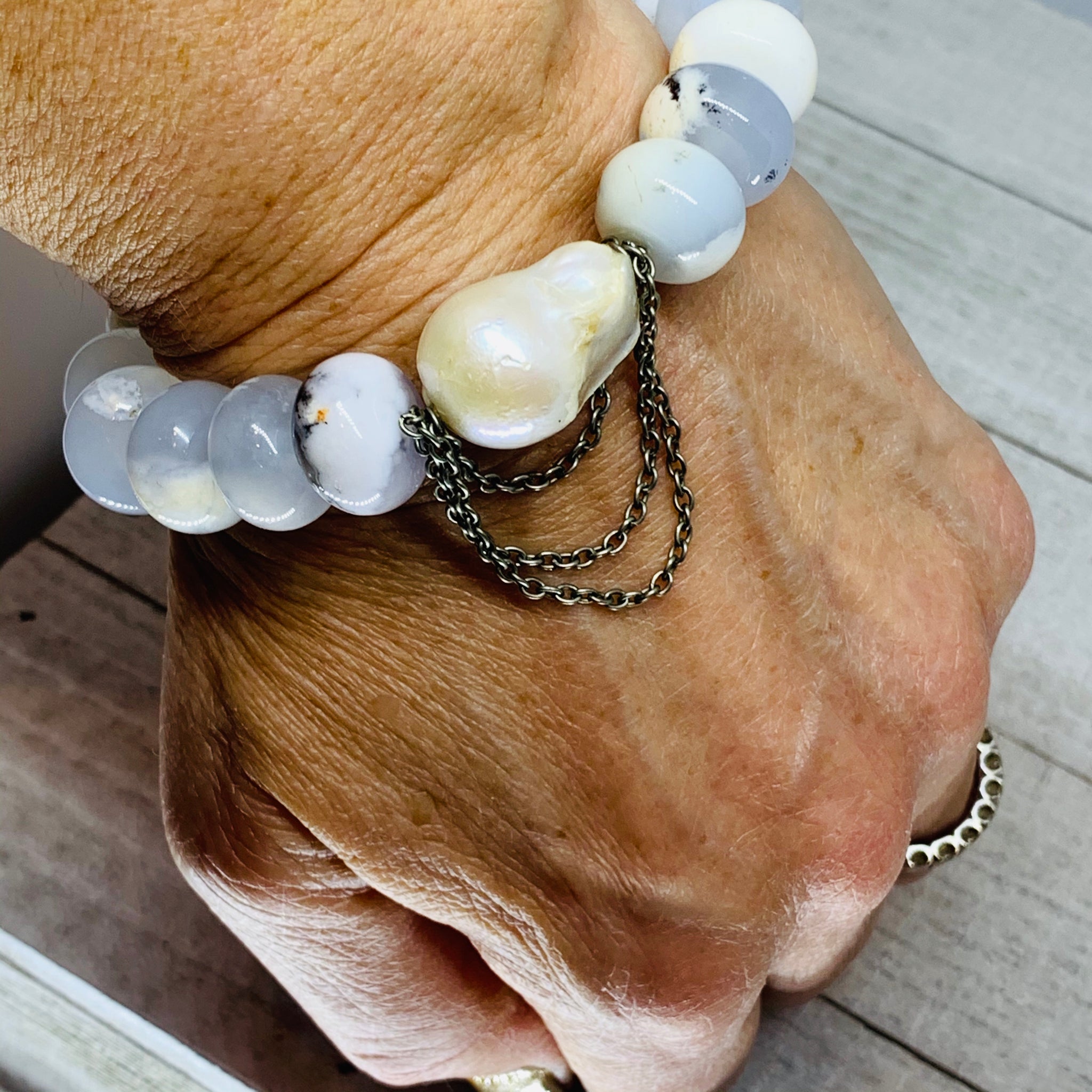 The Sophie Bracelet- Icy Angel Chalcedony Rondelle