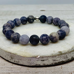 The Michael Bracelet- Matte Natural Iolite with Silver Finding