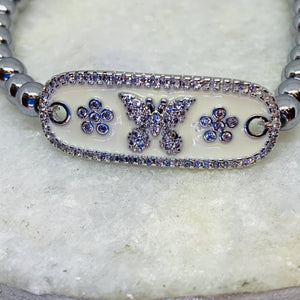 Silver Butterfly Enamel Beauty