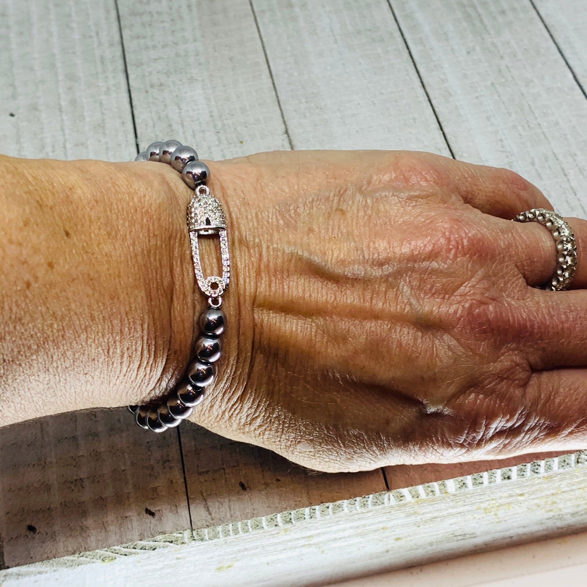 Silver Safety Pin Bracelet