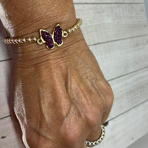 Purple & Gold Butterfly Bracelet