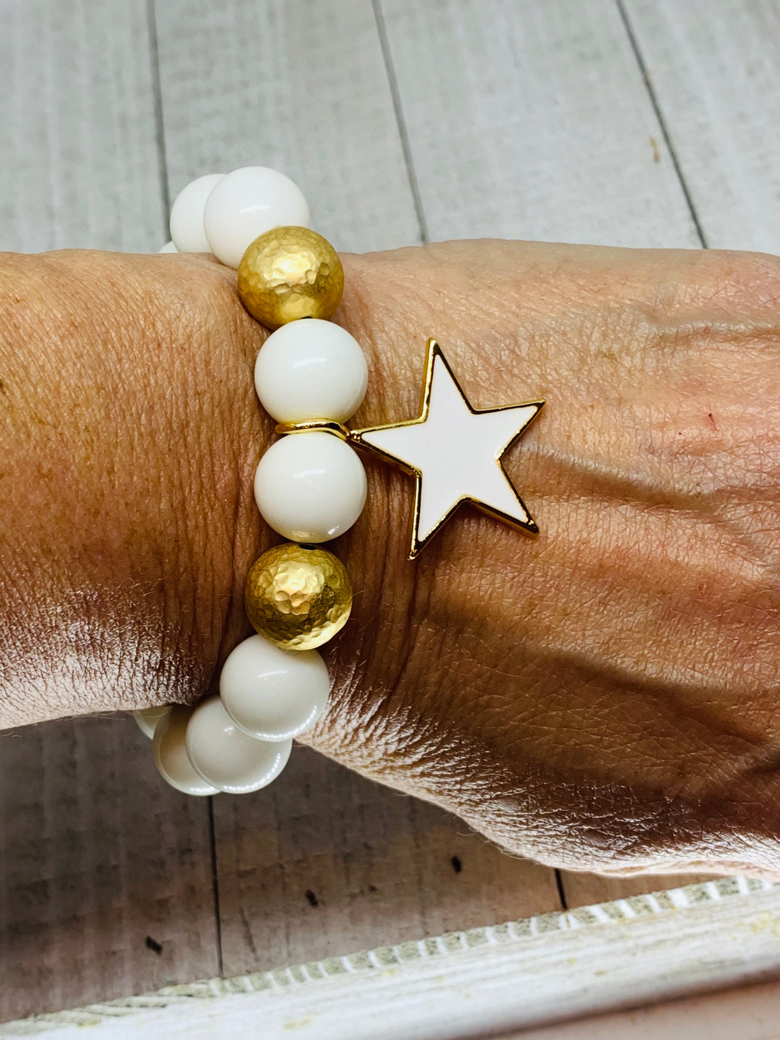 White & Gold Star Bracelet