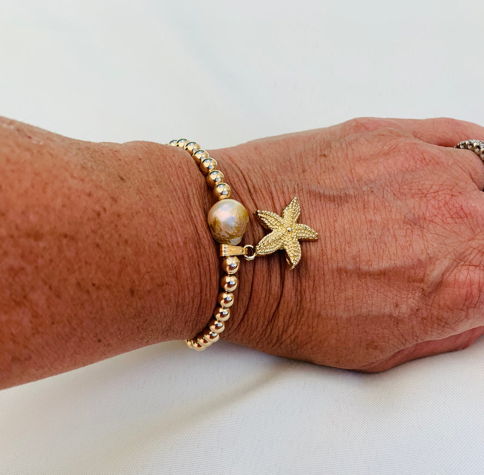 Golden Pearl Starfish Bracelet