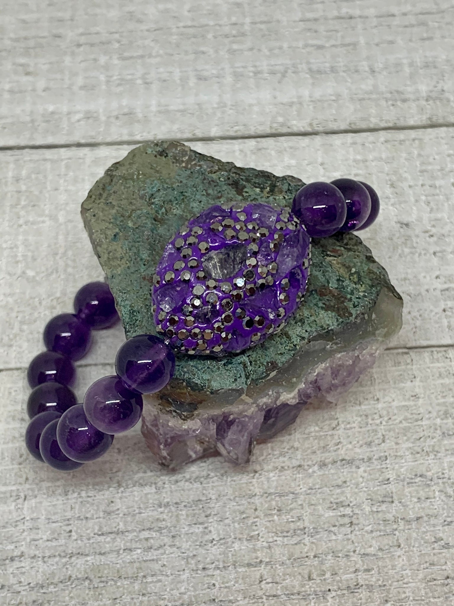 Purple Amethyst & Crystal Bracelet