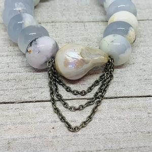 The Sophie Bracelet- Icy Angel Chalcedony Rondelle
