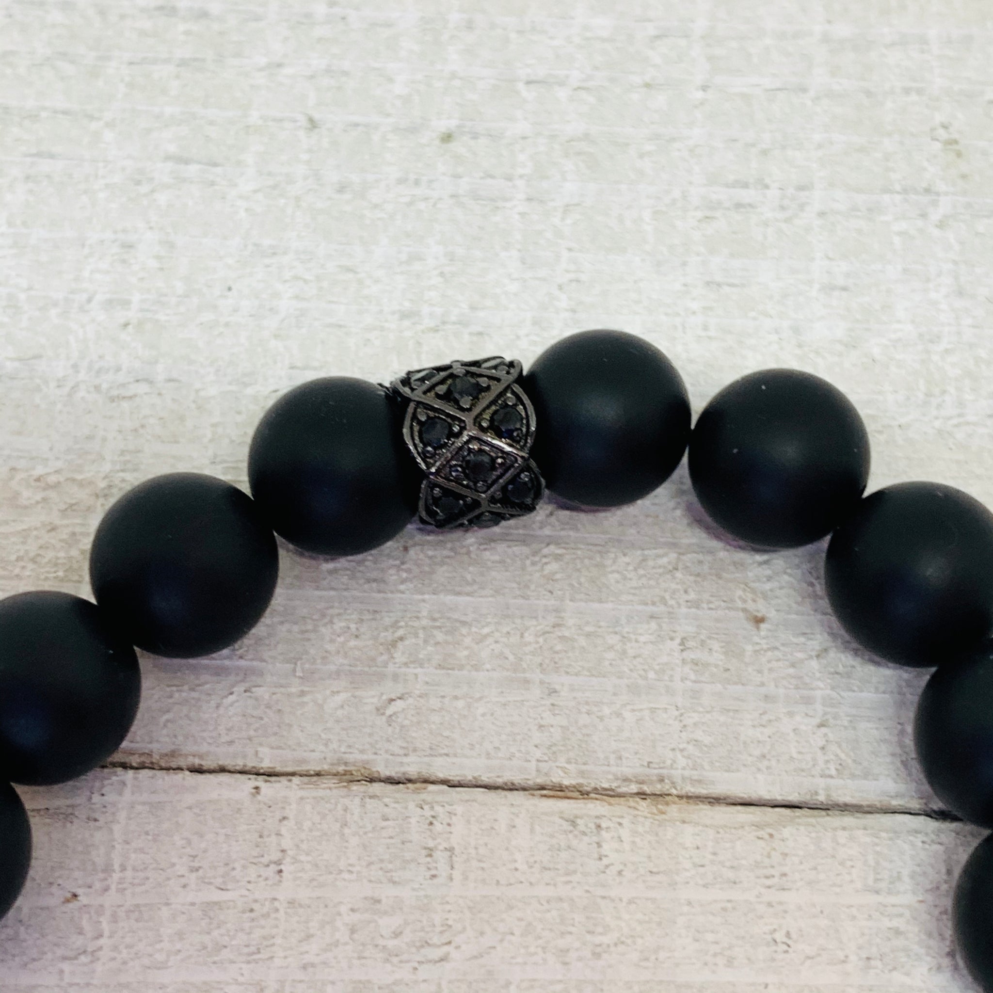 Onyx Pave Black CZ Ball Bracelet