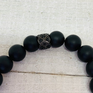 Onyx Pave Black CZ Ball Bracelet