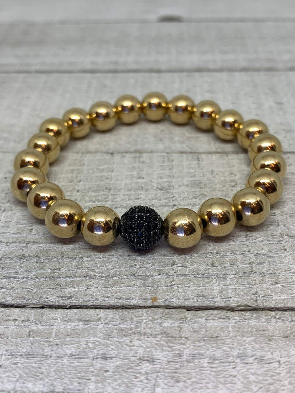 8mm 14 K Gold-Filled with a Black CZ Pave Bead