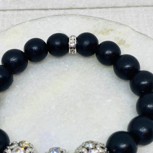 The Laura Bracelet- Onyx Beauty with (3) Micro Pave Silver Beads