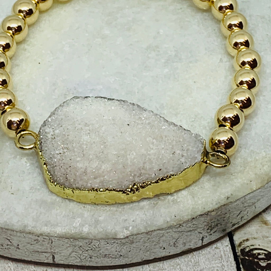 Golden White Druzy Bracelet