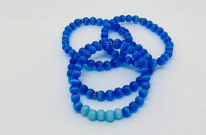 Blue Cateye Beads Stacking Bracelet