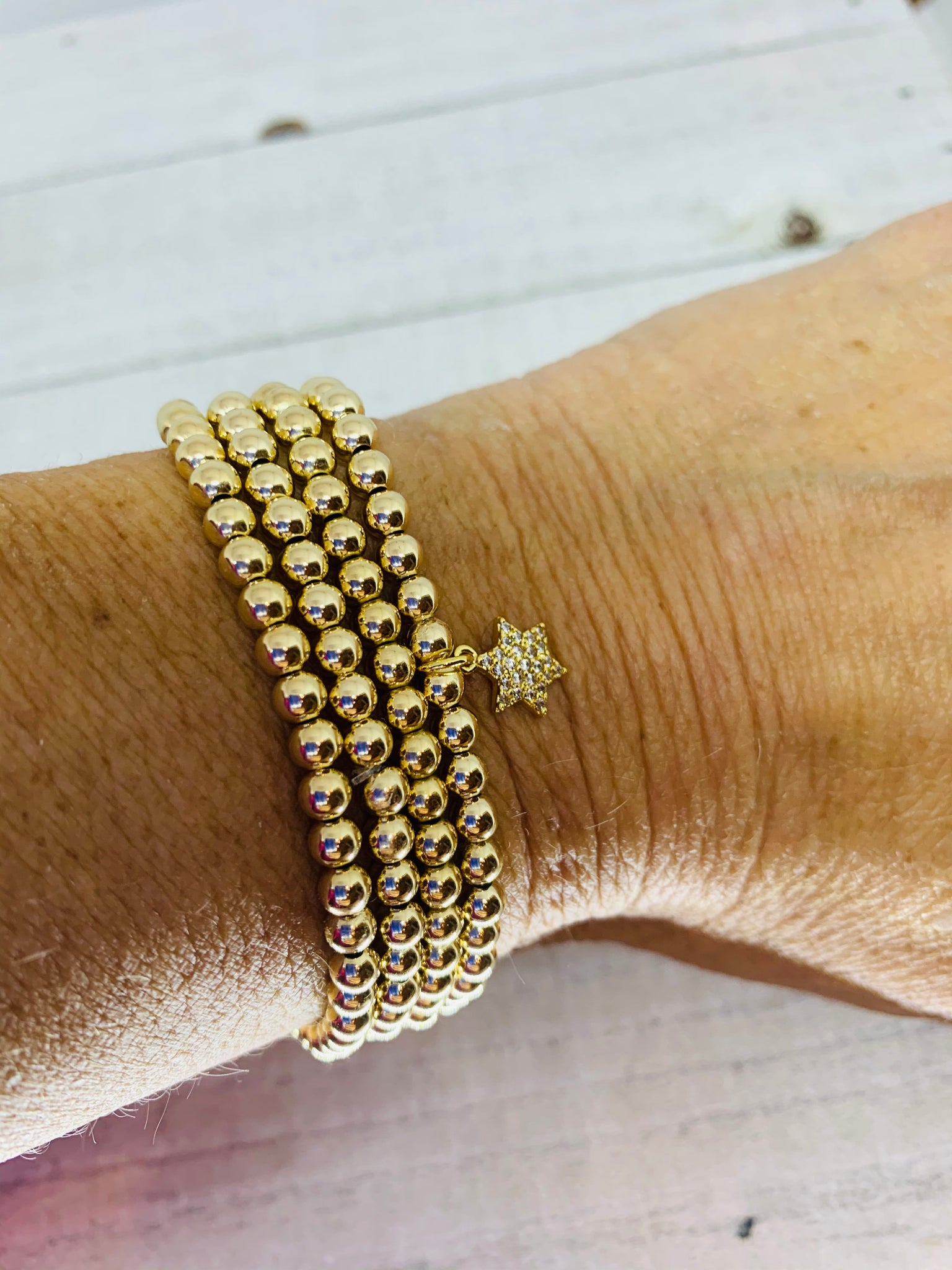 Happy Hanukkah Gold Star Of David Bracelet