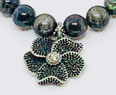Exquisite Labradorite Bead with Black Pave Diamond