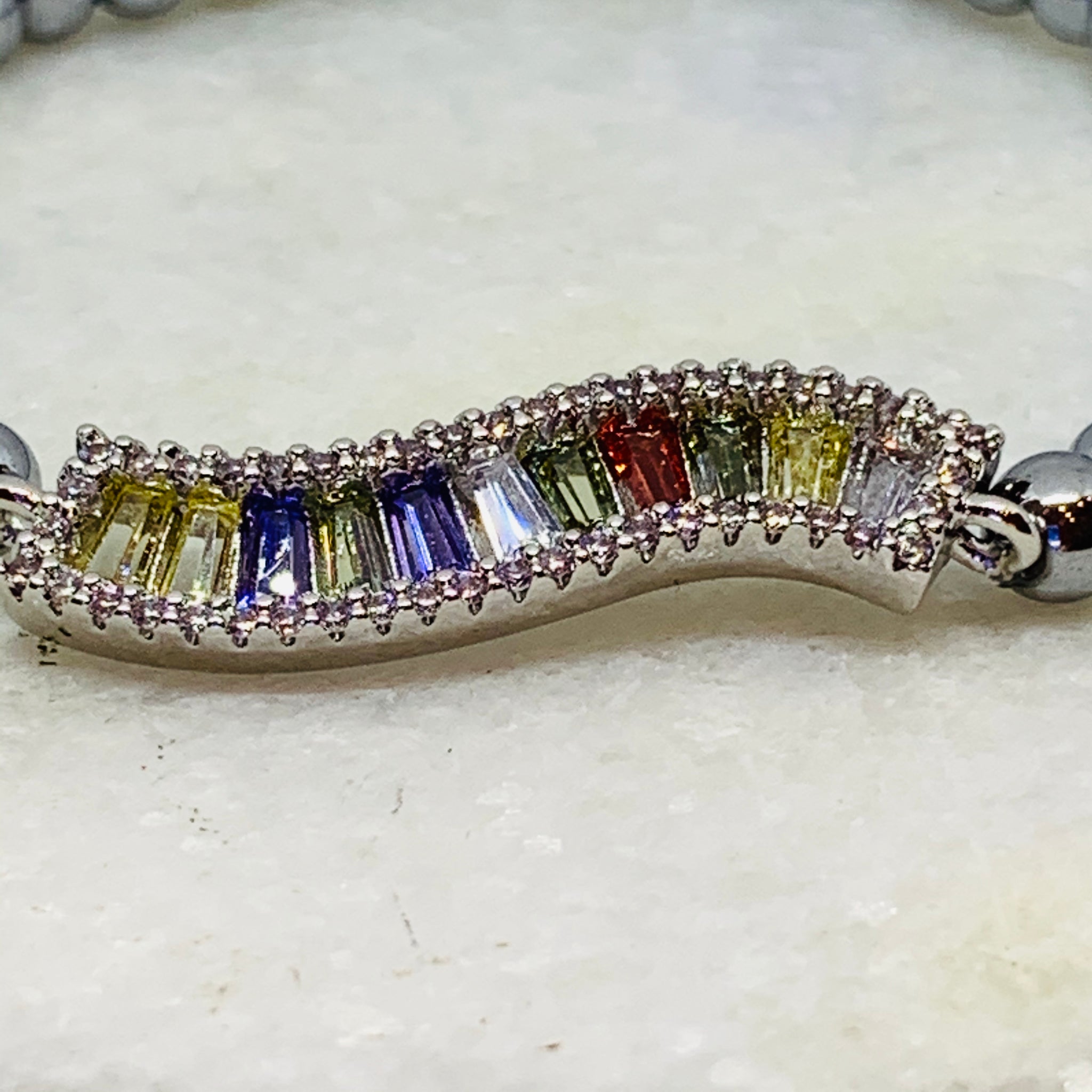 The Victoria Bracelet- Hematite with Multi Colored Stones