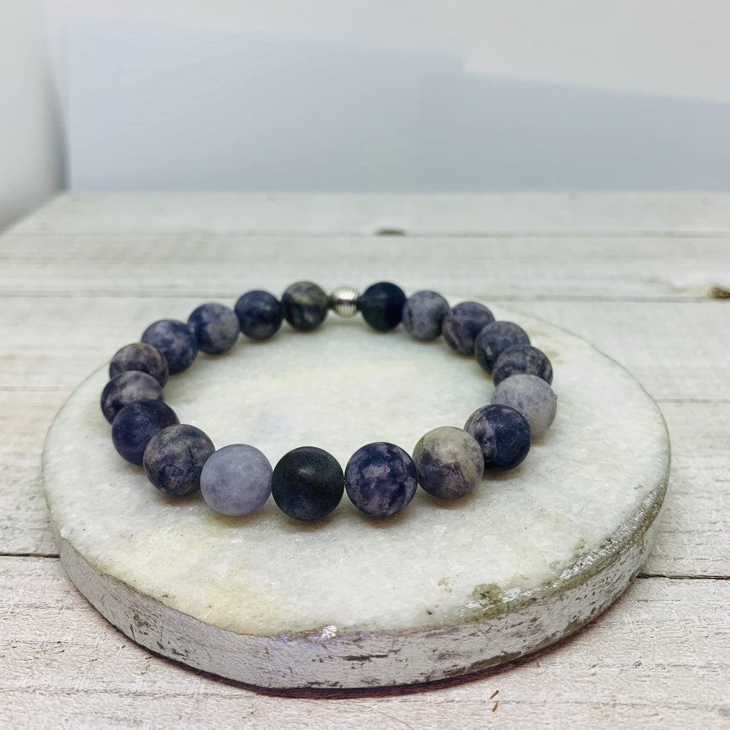 The Michael Bracelet- Matte Natural Iolite with Silver Finding