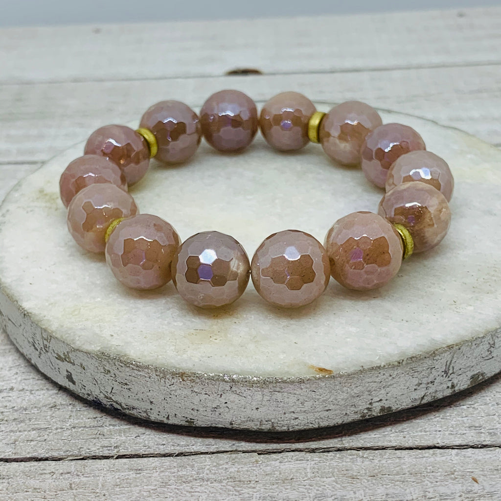 The Terri Bracelet- Mystic Peach Moonstone