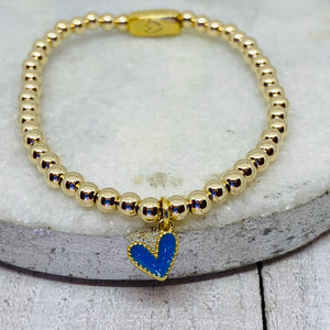 Baby Blue Heart & Gold Bracelet