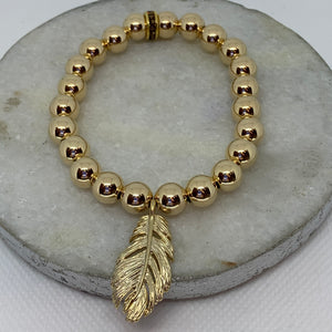 Big Gold Leaf  Charm Bracelet