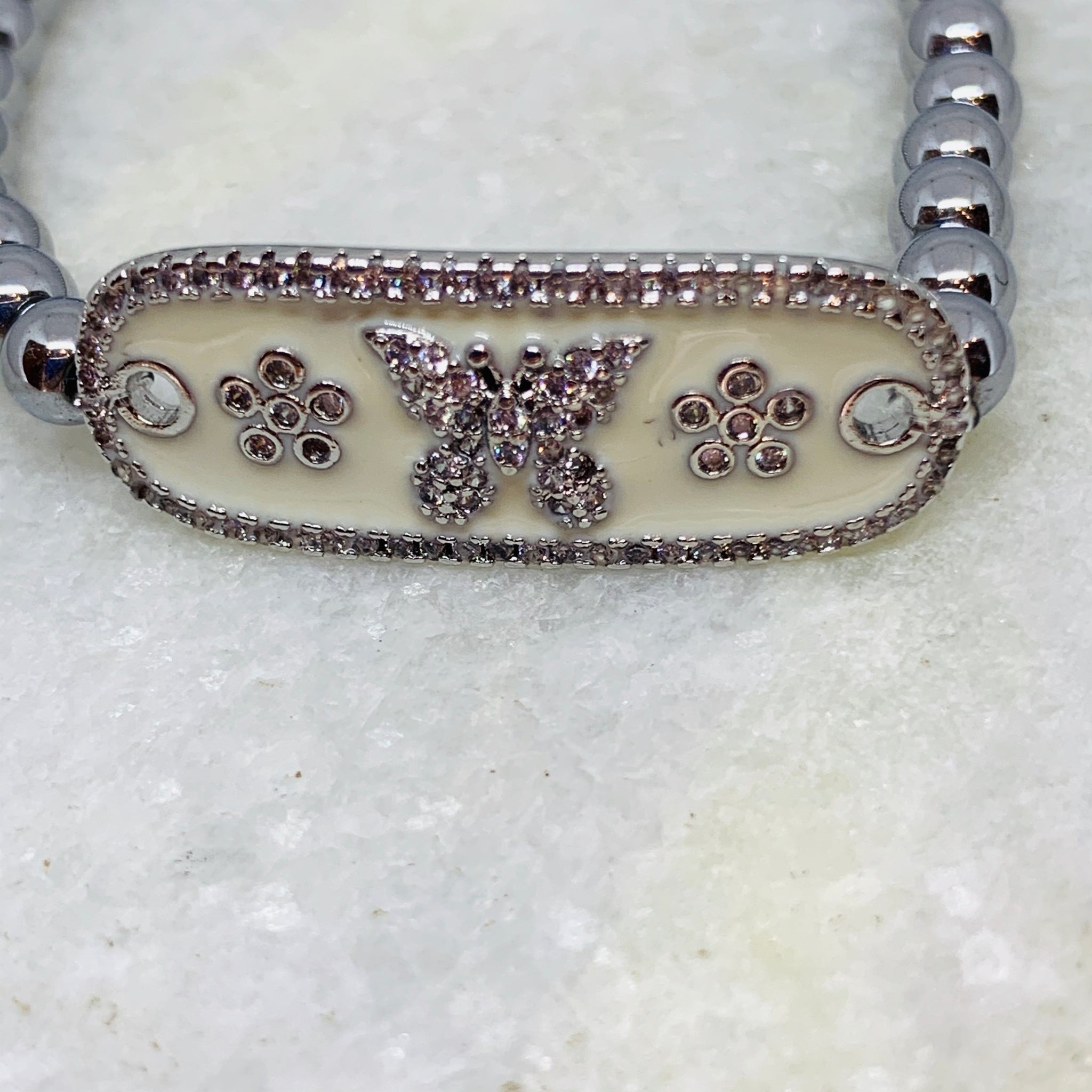 Silver Butterfly Enamel Beauty