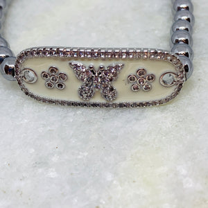 Silver Butterfly Enamel Beauty
