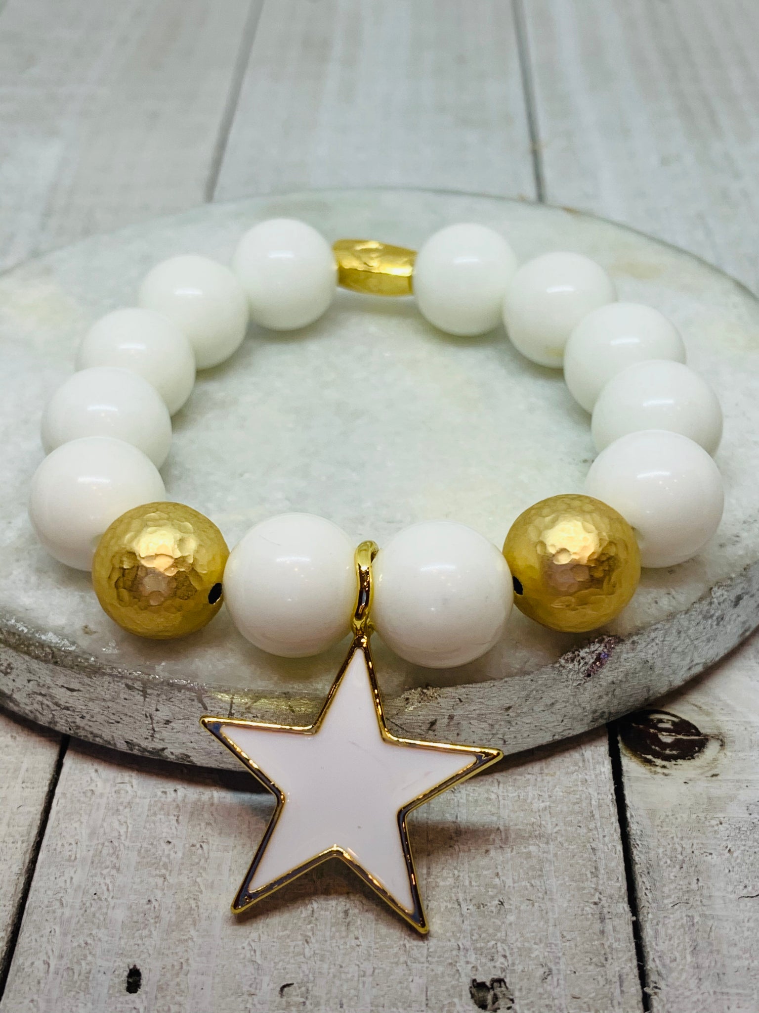 White & Gold Star Bracelet