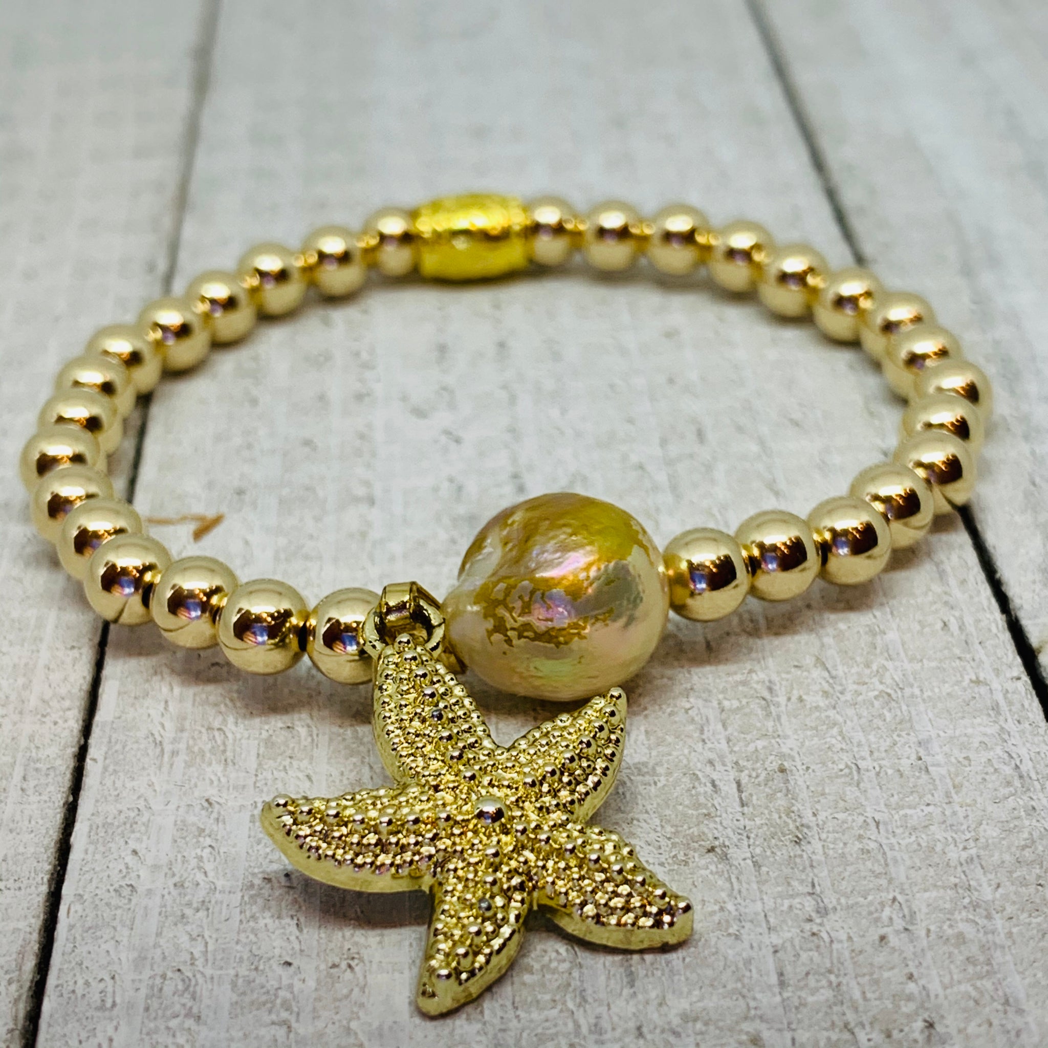 Golden Pearl Starfish Bracelet
