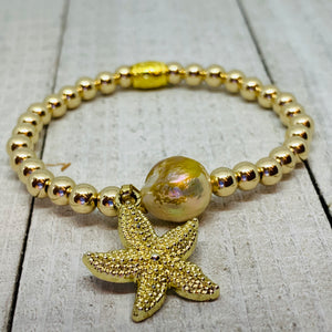 Golden Pearl Starfish Bracelet