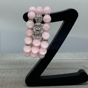 The Angel Joyce Bracelet- Pretty In Pink 12 mm Pink Rose Quartz