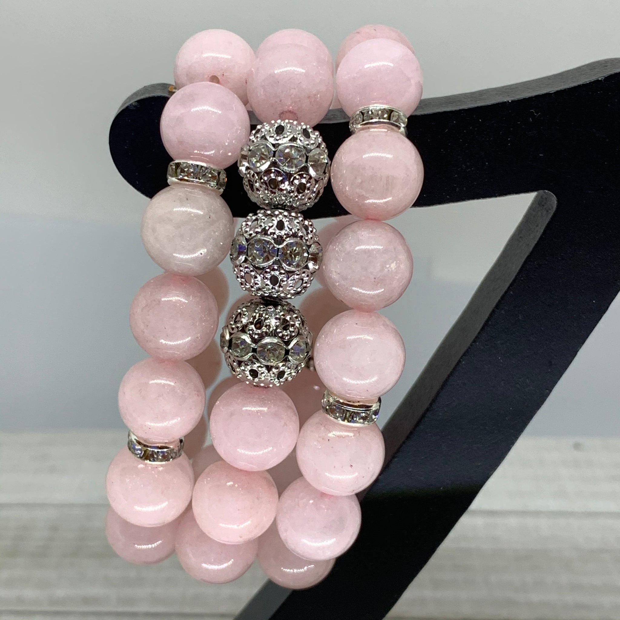 The Angel Joyce Bracelet- Pretty In Pink 12 mm Pink Rose Quartz
