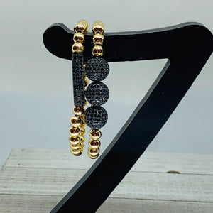 Gold and Black Tube Bead Bracelet