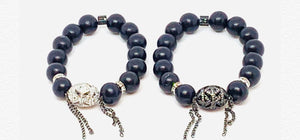 Egg Charm in Silver or Black Onyx Beads and Chain