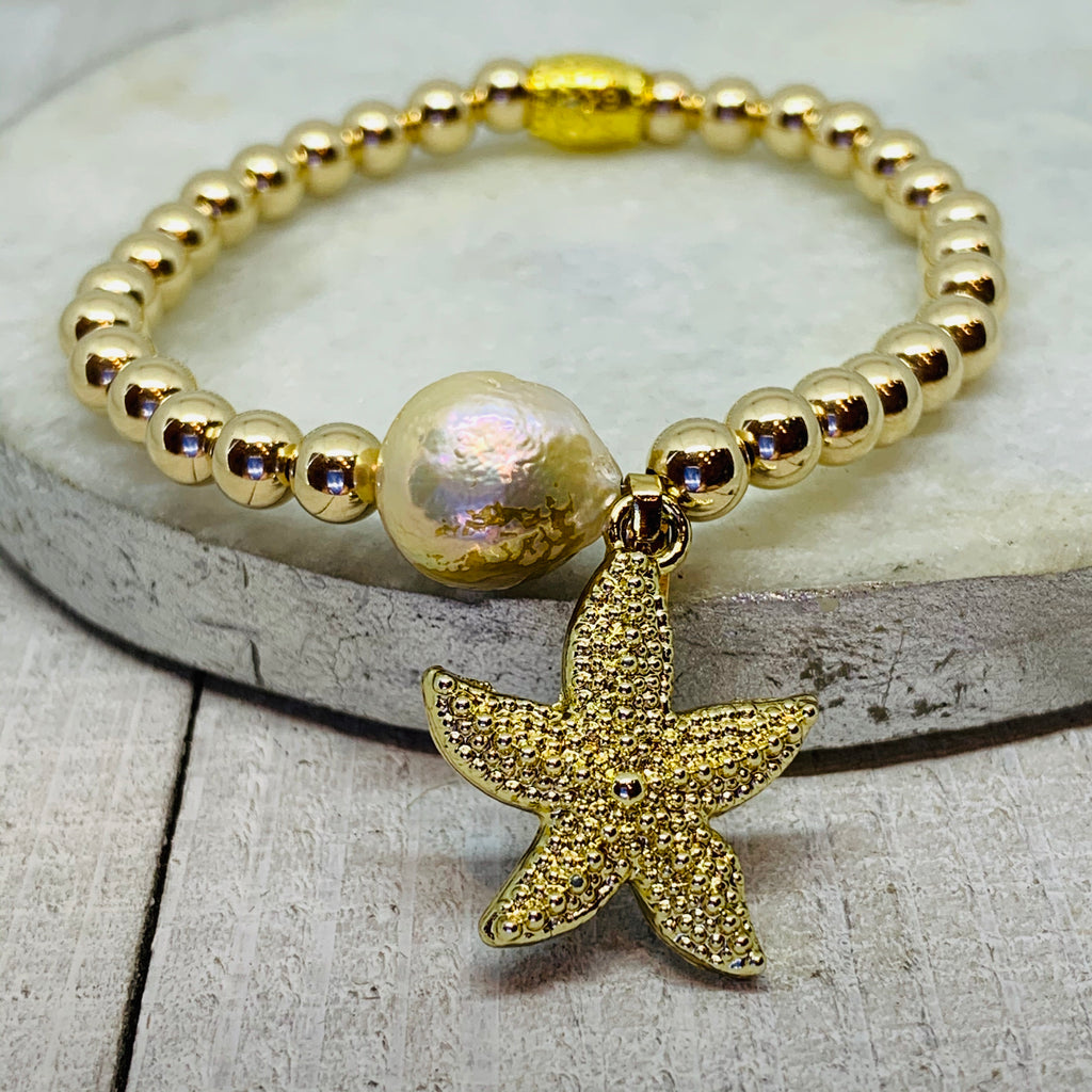 Golden Pearl Starfish Bracelet