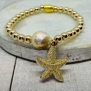 Golden Pearl Starfish Bracelet