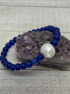 Bonny Blue  Cat Eye Bead Bracelet