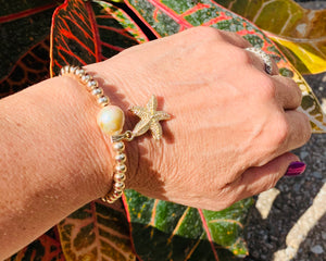 Golden Pearl Starfish Bracelet