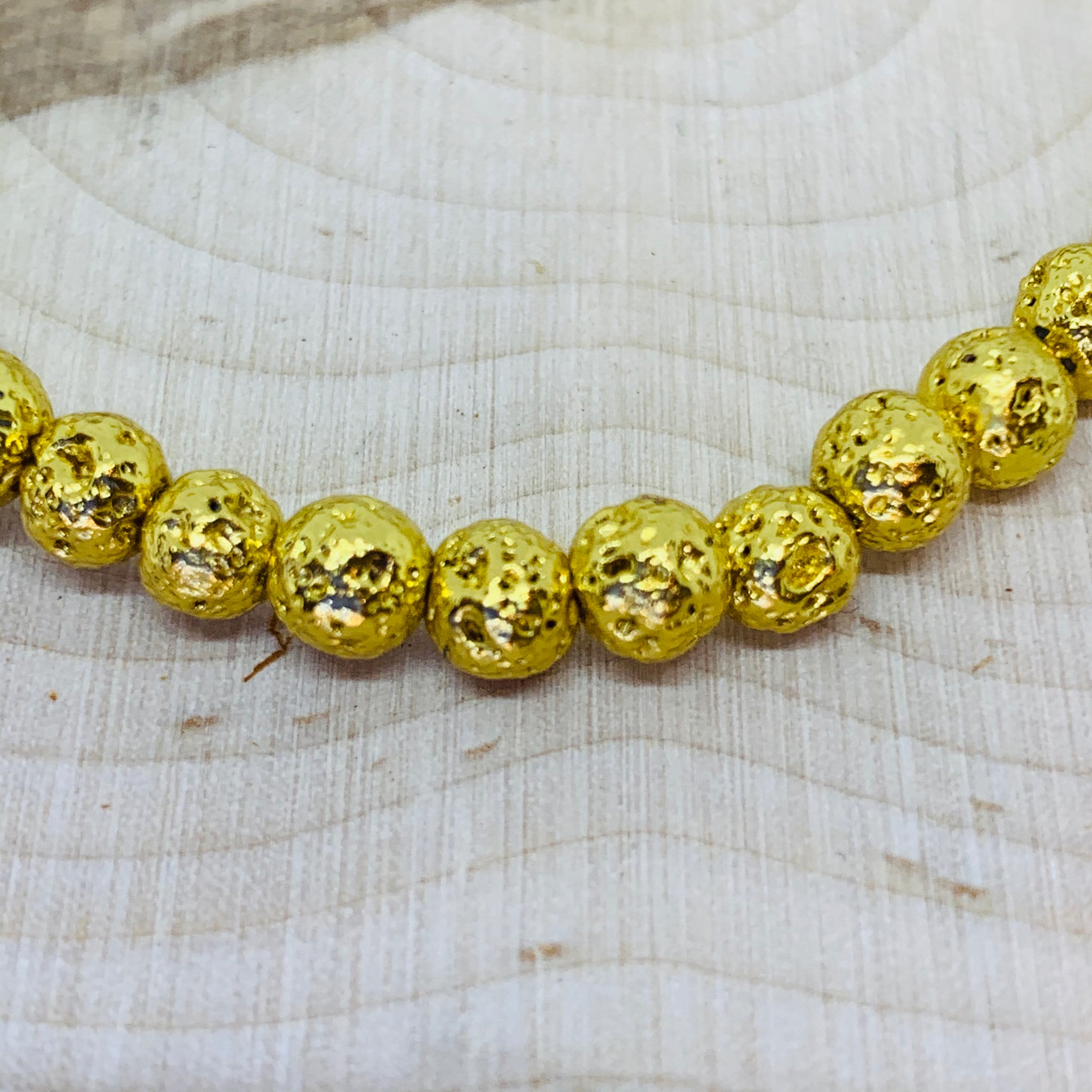 Gold Plated Lava Rock Beads