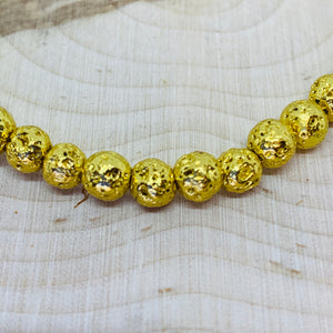 Gold Plated Lava Rock Beads