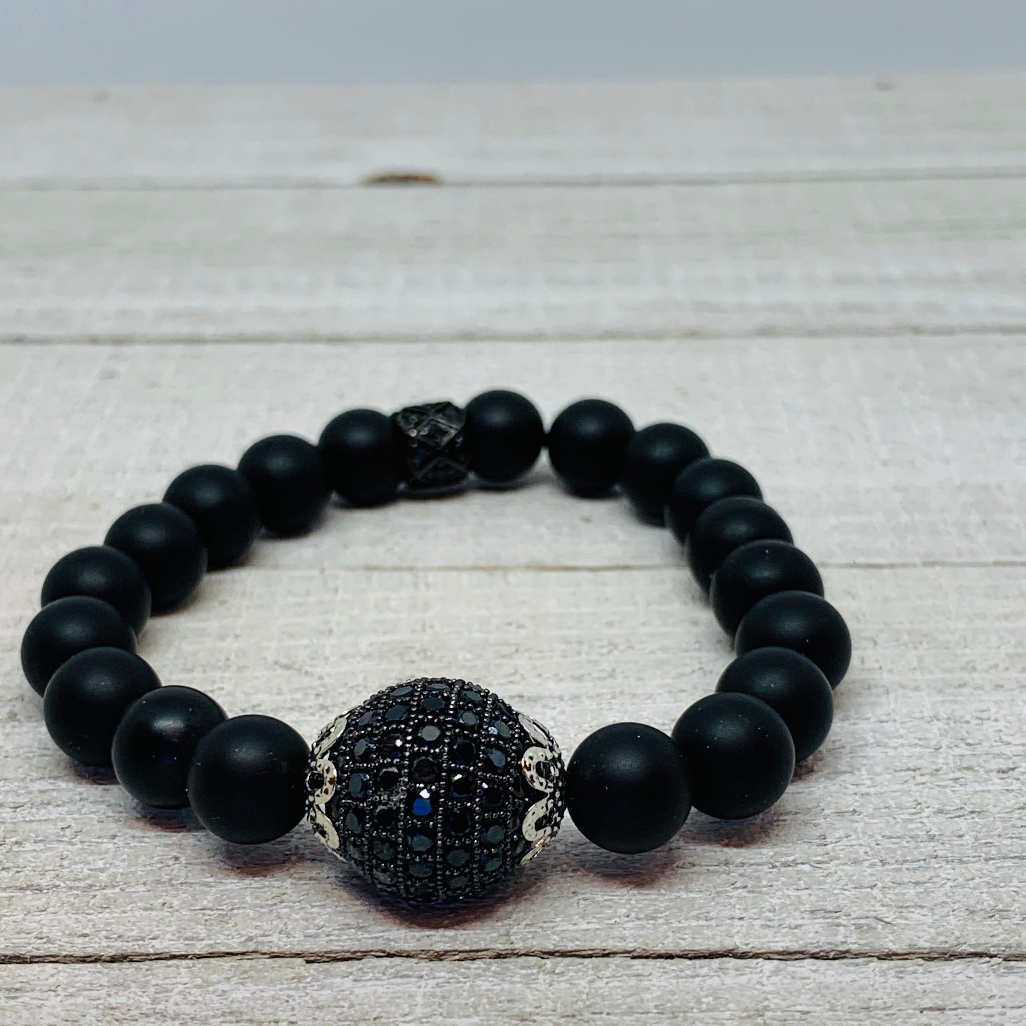 Onyx Pave Black CZ Ball Bracelet