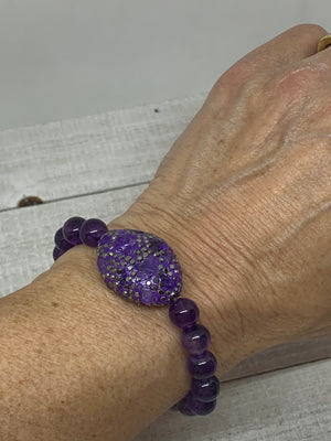 Purple Amethyst & Crystal Bracelet