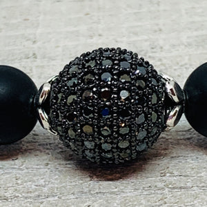 Onyx With 12mm Micro Pave Black Bead Ball Bracelet