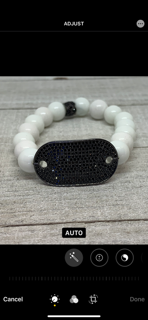 White and Black Beauty with Pave Black Bead