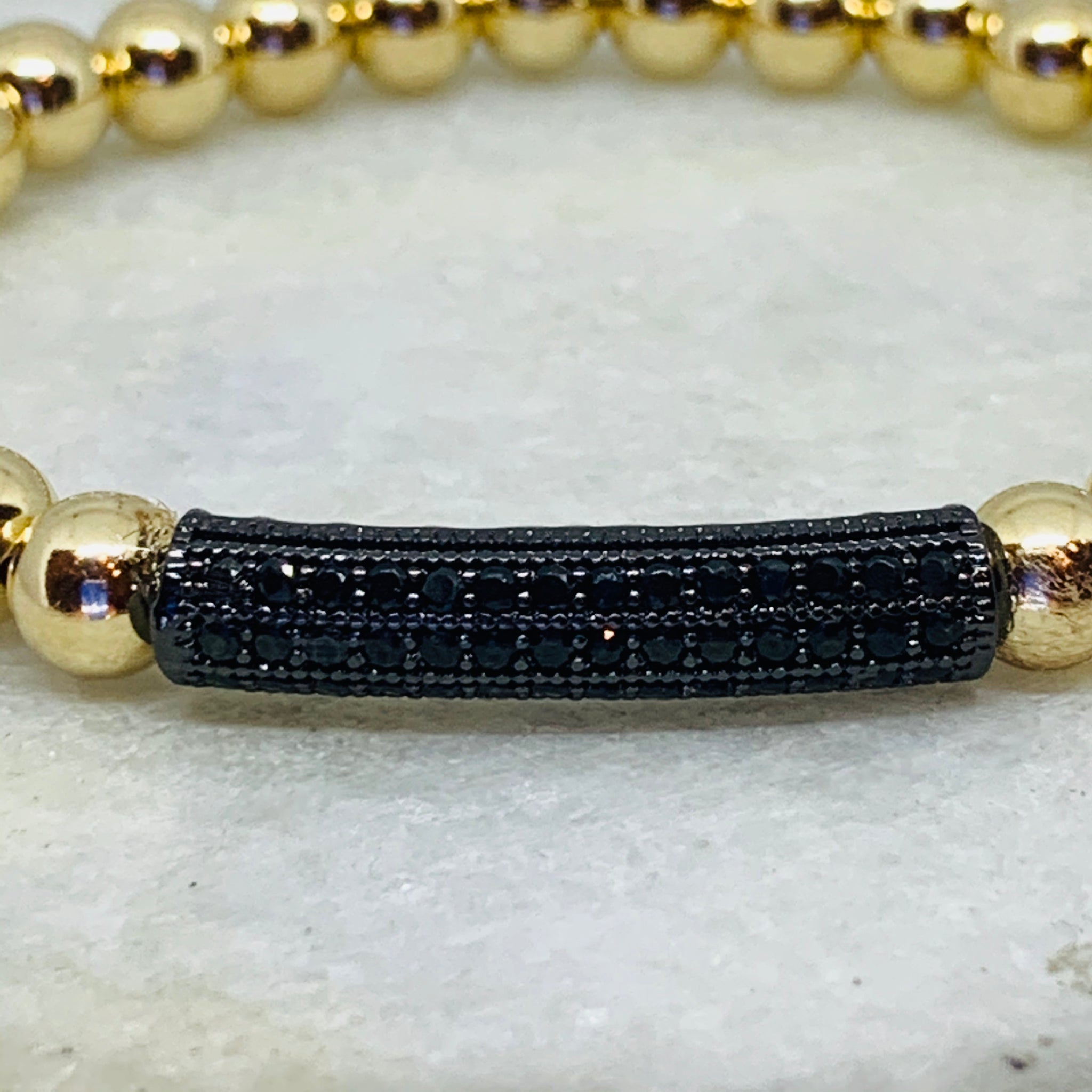 Gold and Black Tube Bead Bracelet