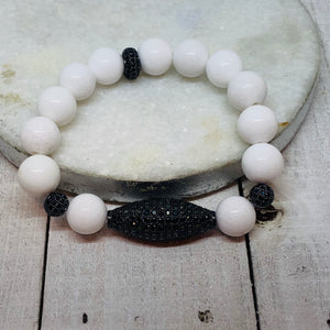 White Mountain Jade with Black Cool Oval Bead