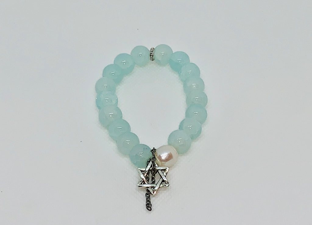 Star Of David And Baroque Pearl Bracelet